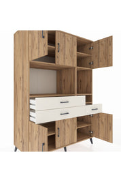 Kronos Dolap 9 Raflı 3 Çekmeceli 6 Kapaklı 132x59x195 Çam-Çam/Aytaşı