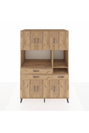 Kronos Dolap 9 Raflı 3 Çekmeceli 6 Kapaklı 132x59x195 Çam-Çam/Çam