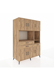 Kronos Dolap 9 Raflı 3 Çekmeceli 6 Kapaklı 132x59x195 Çam-Çam/Çam