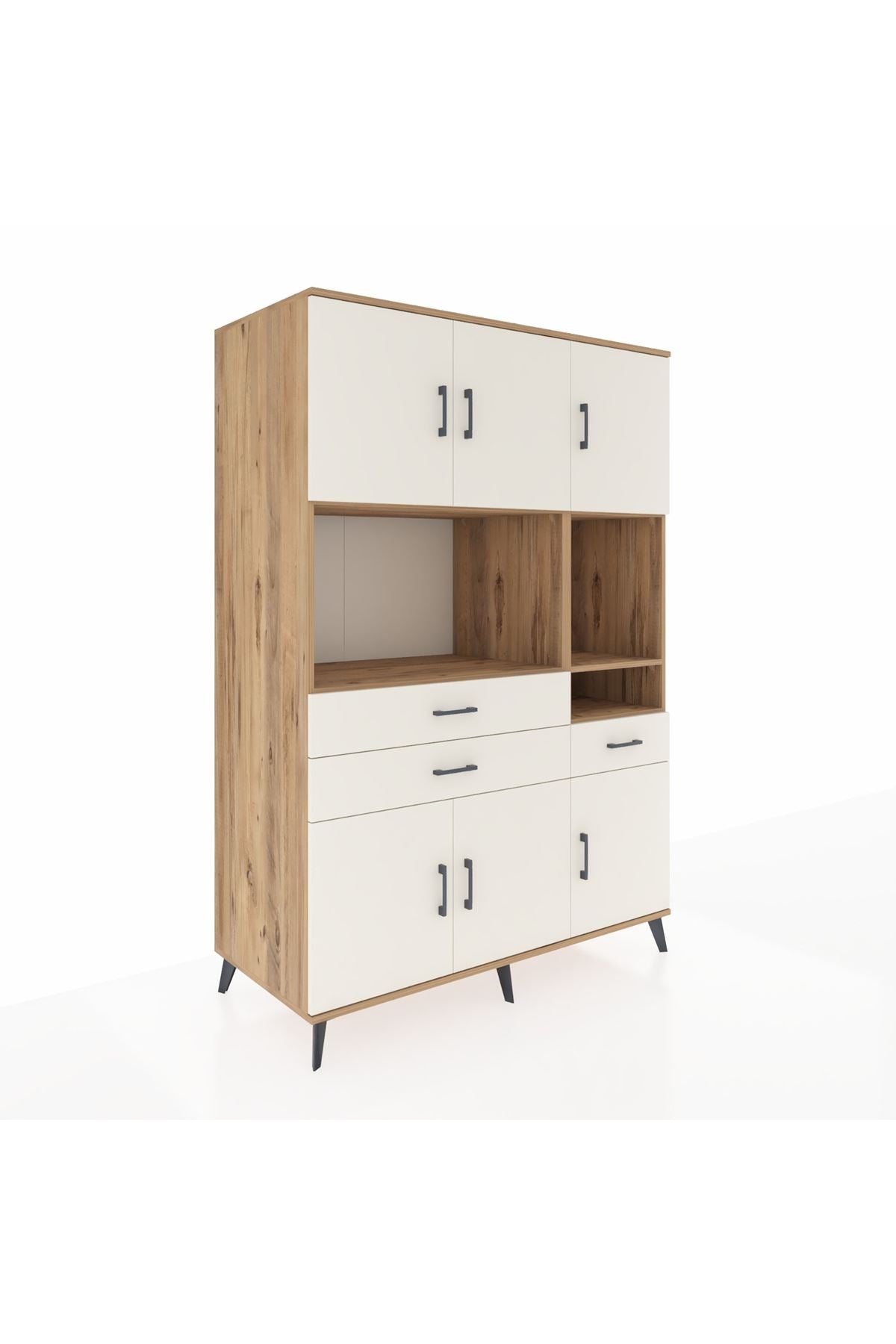 Kronos Dolap 9 Raflı 3 Çekmeceli 6 Kapaklı 132x59x195 Çam-Aytaşı/Aytaşı