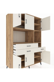 Kronos Dolap 9 Raflı 3 Çekmeceli 6 Kapaklı 132x59x195 Çam-Aytaşı/Aytaşı