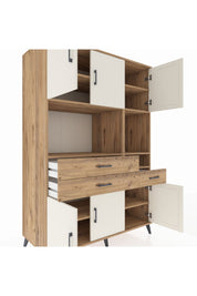 Kronos Dolap 9 Raflı 3 Çekmeceli 6 Kapaklı 132x59x195 Çam-Aytaşı/Çam