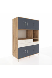 Kronos Dolap 9 Raflı 3 Çekmeceli 6 Kapaklı 132x59x195 Çam-Antrasit/Aytaşı