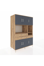 Kronos Dolap 9 Raflı 3 Çekmeceli 6 Kapaklı 132x59x195 Çam-Antrasit/Çam