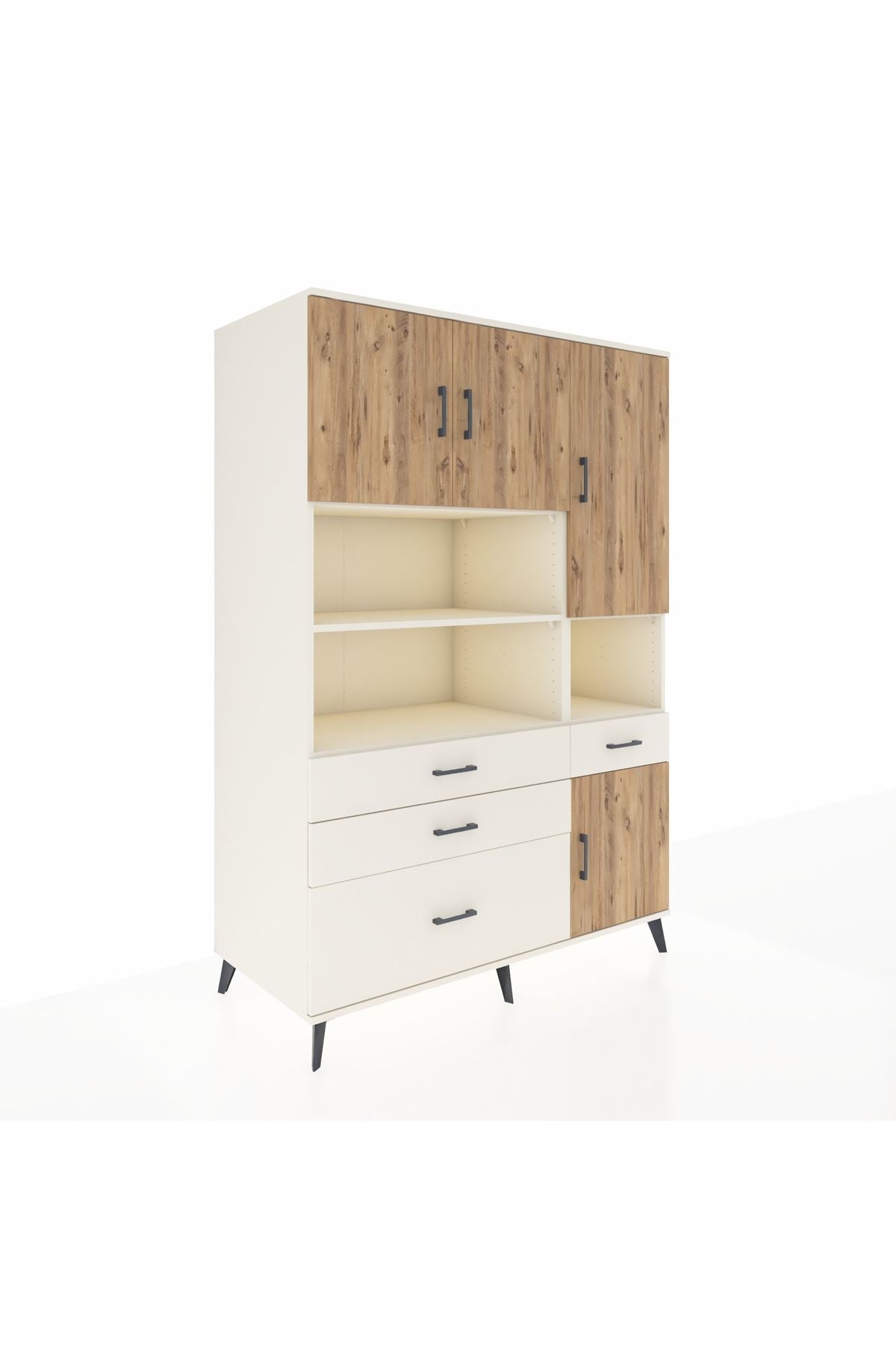 Kronos Dolap 9 Raflı 4 Çekmeceli 4 Kapaklı 132x59x195 Aytaşı-Çam/Aytaşı