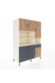 Kronos Dolap 9 Raflı 4 Çekmeceli 4 Kapaklı 132x59x195 Aytaşı-Çam/Antrasit