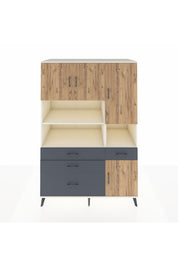 Kronos Dolap 9 Raflı 4 Çekmeceli 4 Kapaklı 132x59x195 Aytaşı-Çam/Antrasit