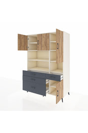 Kronos Dolap 9 Raflı 4 Çekmeceli 4 Kapaklı 132x59x195 Aytaşı-Çam/Antrasit