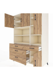 Kronos Dolap 9 Raflı 4 Çekmeceli 4 Kapaklı 132x59x195 Aytaşı-Çam/Çam