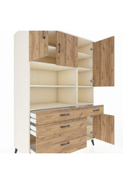 Kronos Dolap 9 Raflı 4 Çekmeceli 4 Kapaklı 132x59x195 Aytaşı-Çam/Çam