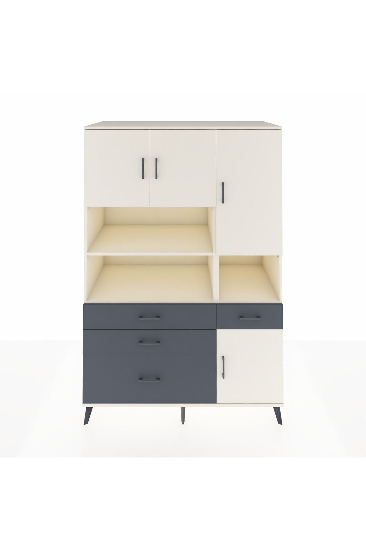 Kronos Dolap 9 Raflı 4 Çekmeceli 4 Kapaklı 132x59x195 Aytaşı-Aytaşı/Antrasit