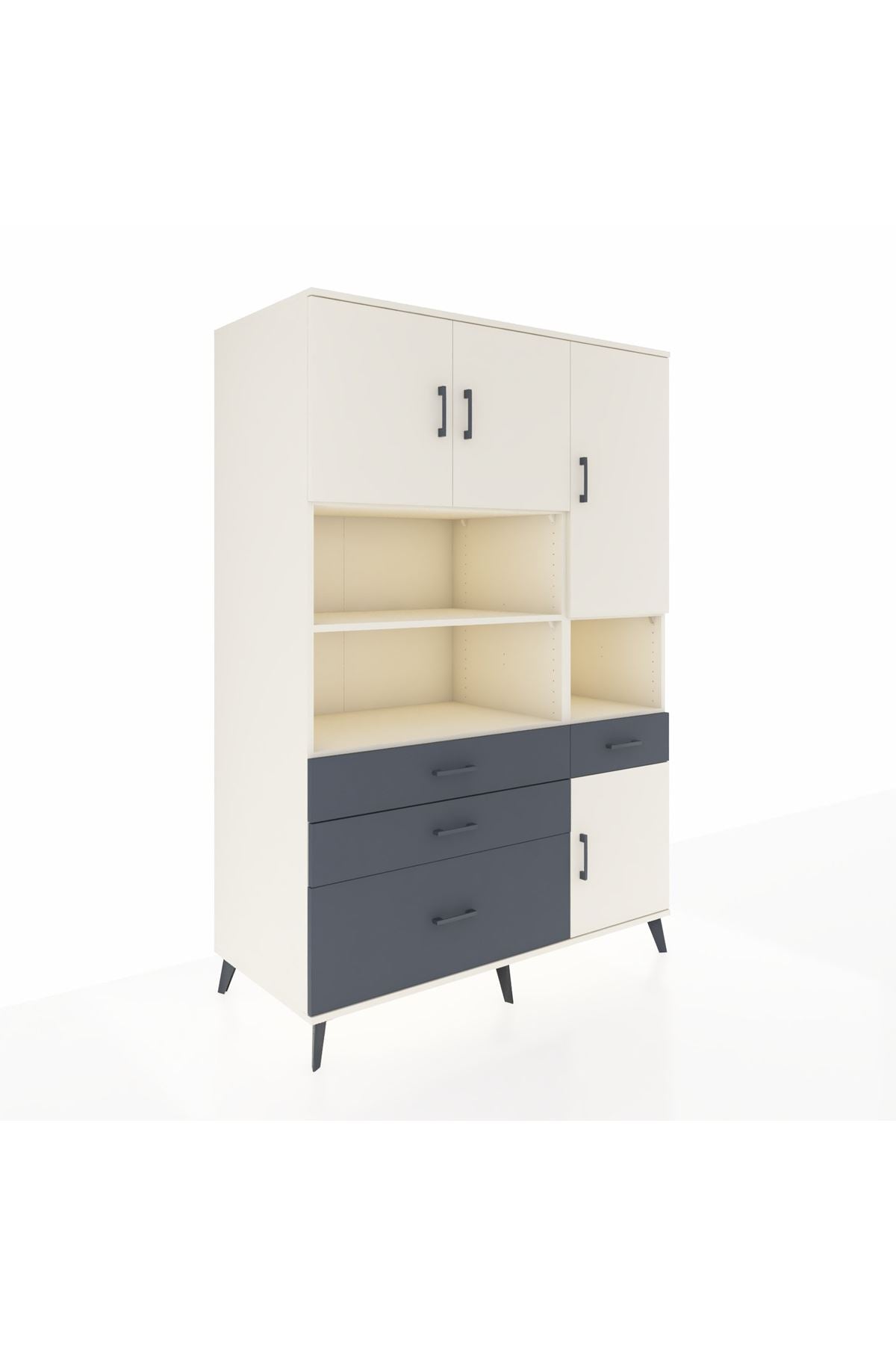 Kronos Dolap 9 Raflı 4 Çekmeceli 4 Kapaklı 132x59x195 Aytaşı-Aytaşı/Antrasit