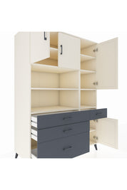 Kronos Dolap 9 Raflı 4 Çekmeceli 4 Kapaklı 132x59x195 Aytaşı-Aytaşı/Antrasit