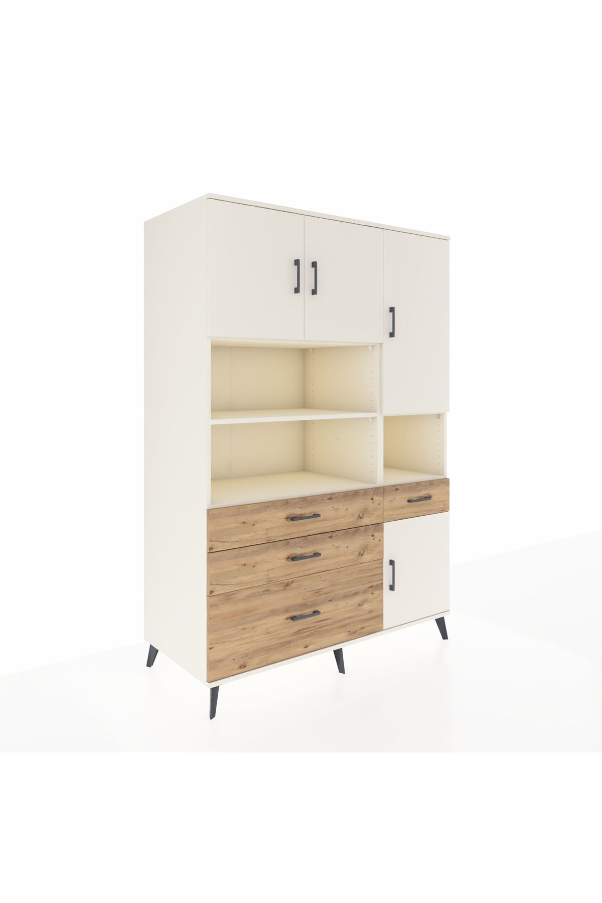 Kronos Dolap 9 Raflı 4 Çekmeceli 4 Kapaklı 132x59x195 Aytaşı-Aytaşı/Çam