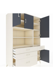 Kronos Dolap 9 Raflı 4 Çekmeceli 4 Kapaklı 132x59x195 Aytaşı-Antrasit/Aytaşı