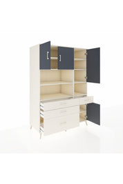 Kronos Dolap 9 Raflı 4 Çekmeceli 4 Kapaklı 132x59x195 Aytaşı-Antrasit/Aytaşı