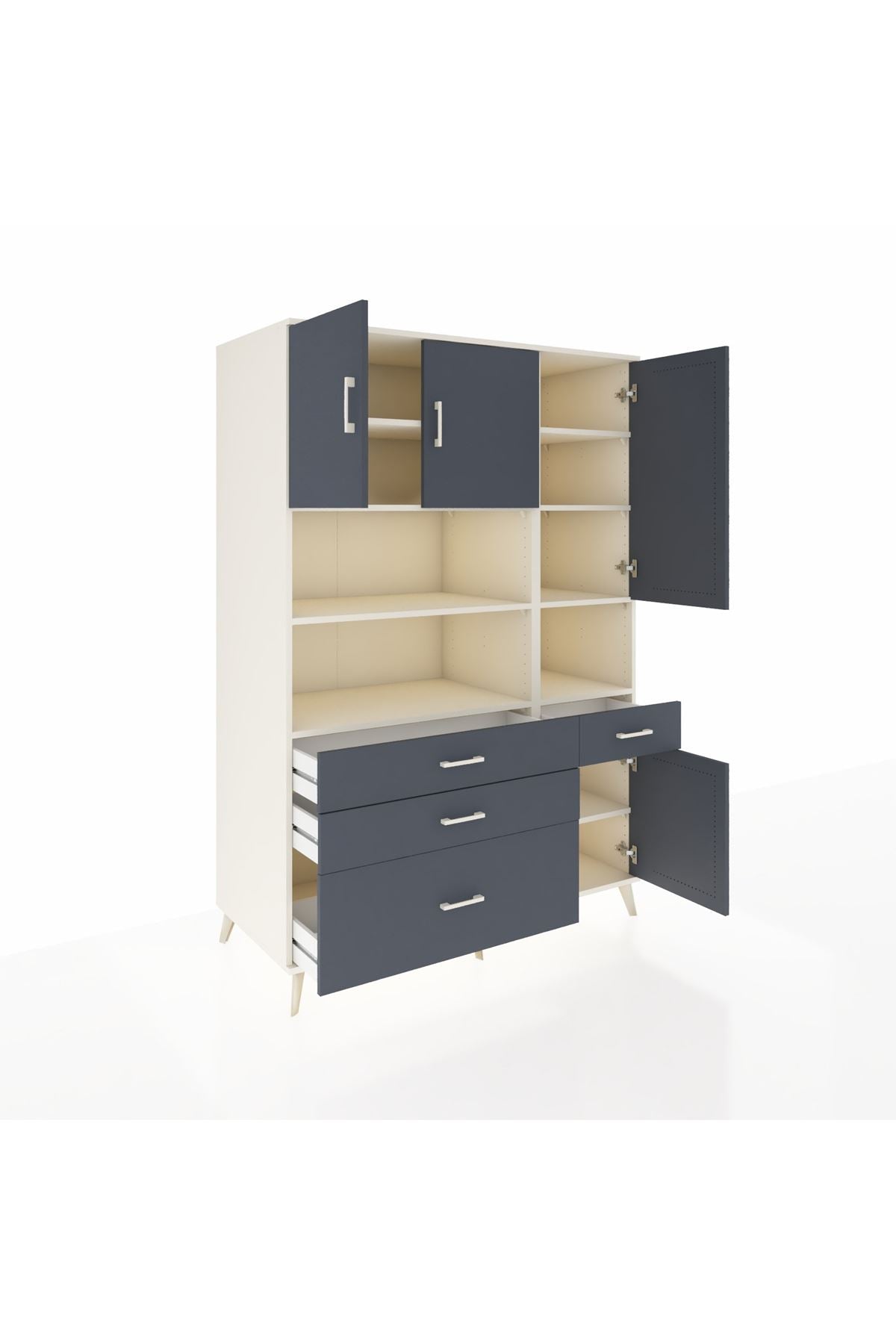 Kronos Dolap 9 Raflı 4 Çekmeceli 4 Kapaklı 132x59x195 Aytaşı-Antrasit/Antrasit