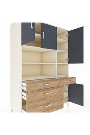 Kronos Dolap 9 Raflı 4 Çekmeceli 4 Kapaklı 132x59x195 Aytaşı-Antrasit/Çam