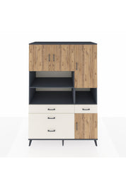 Kronos Dolap 9 Raflı 4 Çekmeceli 4 Kapaklı 132x59x195 Antrasit-Çam/Aytaşı