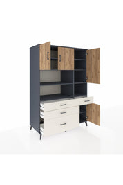 Kronos Dolap 9 Raflı 4 Çekmeceli 4 Kapaklı 132x59x195 Antrasit-Çam/Aytaşı