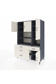 Kronos Dolap 9 Raflı 4 Çekmeceli 4 Kapaklı 132x59x195 Antrasit-Aytaşı/Aytaşı