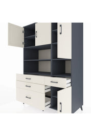 Kronos Dolap 9 Raflı 4 Çekmeceli 4 Kapaklı 132x59x195 Antrasit-Aytaşı/Aytaşı