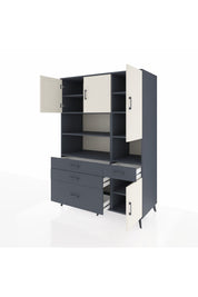Kronos Dolap 9 Raflı 4 Çekmeceli 4 Kapaklı 132x59x195 Antrasit-Aytaşı/Antrasit