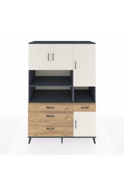 Kronos Dolap 9 Raflı 4 Çekmeceli 4 Kapaklı 132x59x195 Antrasit-Aytaşı/Çam