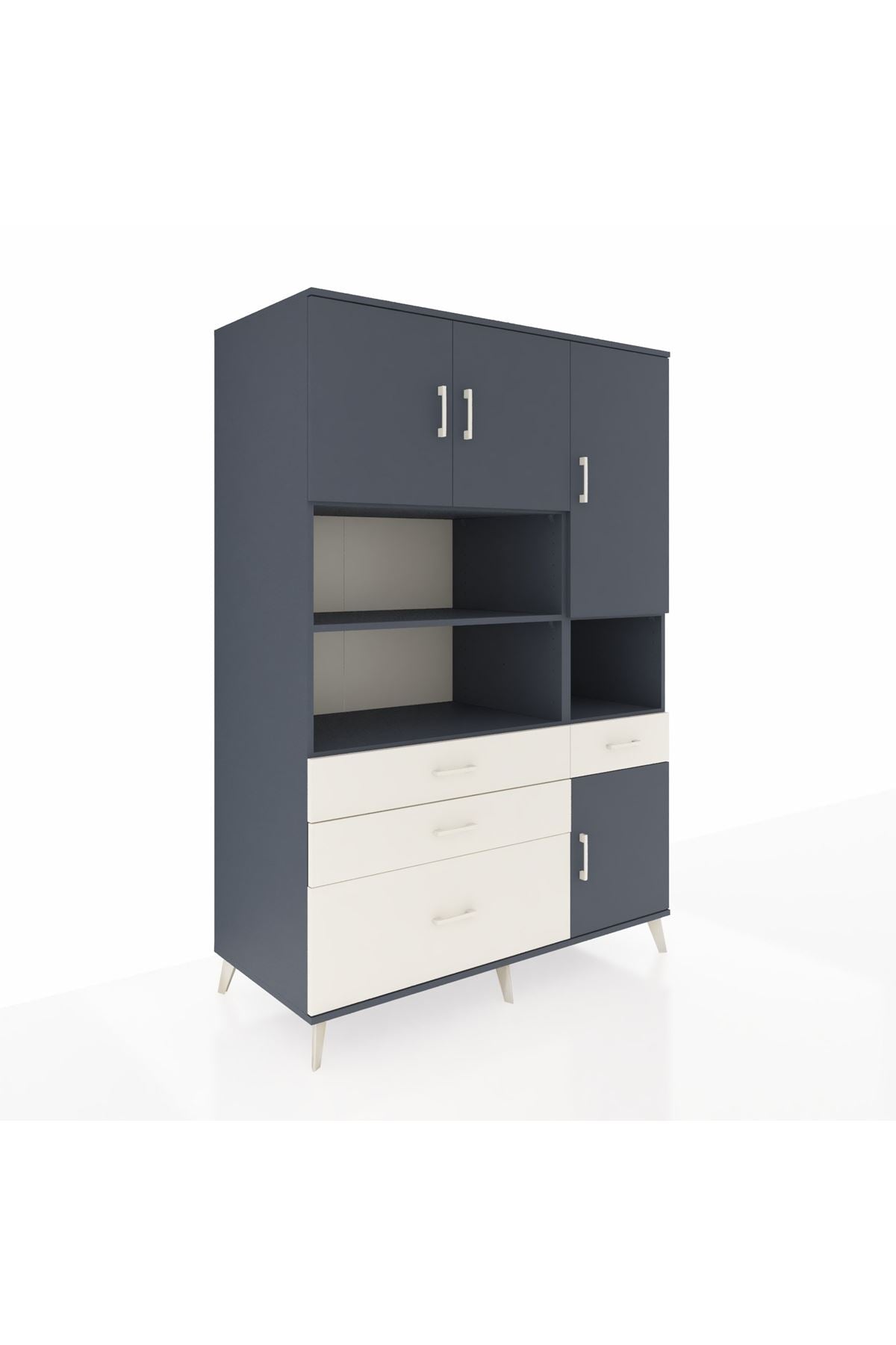 Kronos Dolap 9 Raflı 4 Çekmeceli 4 Kapaklı 132x59x195 Antrasit-Antrasit/Aytaşı