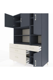 Kronos Dolap 9 Raflı 4 Çekmeceli 4 Kapaklı 132x59x195 Antrasit-Antrasit/Aytaşı