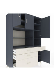 Kronos Dolap 9 Raflı 4 Çekmeceli 4 Kapaklı 132x59x195 Antrasit-Antrasit/Aytaşı