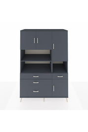 Kronos Dolap 9 Raflı 4 Çekmeceli 4 Kapaklı 132x59x195 Antrasit-Antrasit/Antrasit