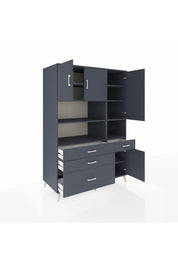Kronos Dolap 9 Raflı 4 Çekmeceli 4 Kapaklı 132x59x195 Antrasit-Antrasit/Antrasit