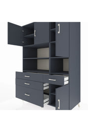 Kronos Dolap 9 Raflı 4 Çekmeceli 4 Kapaklı 132x59x195 Antrasit-Antrasit/Antrasit