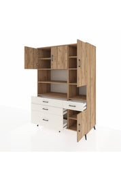 Kronos Dolap 9 Raflı 4 Çekmeceli 4 Kapaklı 132x59x195 Çam-Çam/Aytaşı