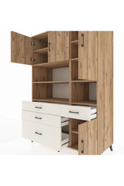 Kronos Dolap 9 Raflı 4 Çekmeceli 4 Kapaklı 132x59x195 Çam-Çam/Aytaşı