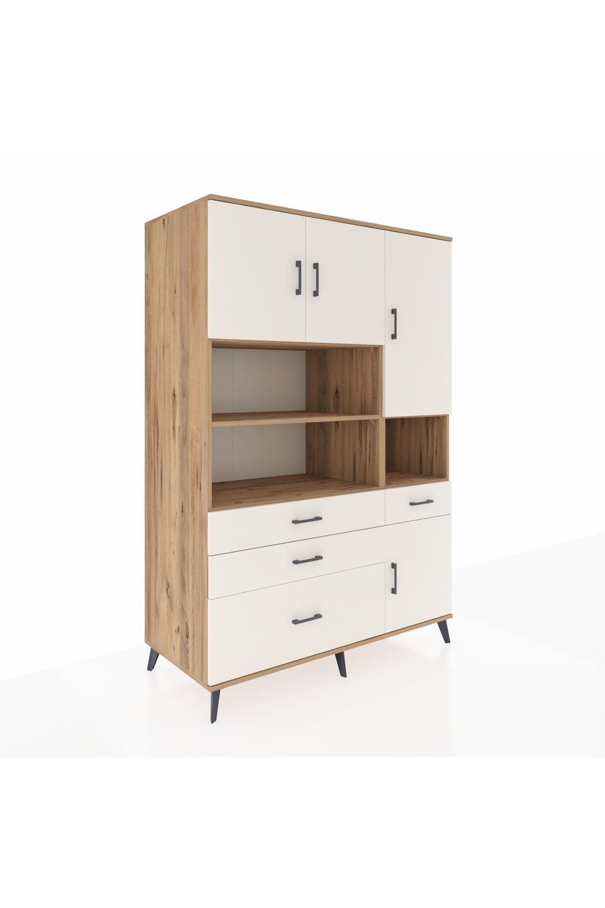 Kronos Dolap 9 Raflı 4 Çekmeceli 4 Kapaklı 132x59x195 Çam-Aytaşı/Aytaşı