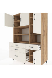 Kronos Dolap 9 Raflı 4 Çekmeceli 4 Kapaklı 132x59x195 Çam-Aytaşı/Aytaşı