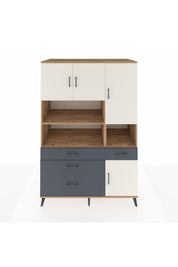 Kronos Dolap 9 Raflı 4 Çekmeceli 4 Kapaklı 132x59x195 Çam-Aytaşı/Antrasit