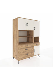 Kronos Dolap 9 Raflı 4 Çekmeceli 4 Kapaklı 132x59x195 Çam-Aytaşı/Çam