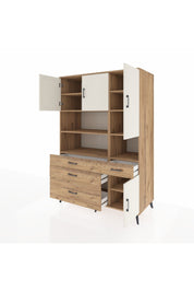 Kronos Dolap 9 Raflı 4 Çekmeceli 4 Kapaklı 132x59x195 Çam-Aytaşı/Çam