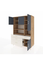 Kronos Dolap 9 Raflı 4 Çekmeceli 4 Kapaklı 132x59x195 Çam-Antrasit/Aytaşı