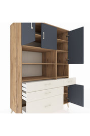 Kronos Dolap 9 Raflı 4 Çekmeceli 4 Kapaklı 132x59x195 Çam-Antrasit/Aytaşı