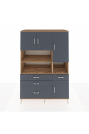 Kronos Dolap 9 Raflı 4 Çekmeceli 4 Kapaklı 132x59x195 Çam-Antrasit/Antrasit