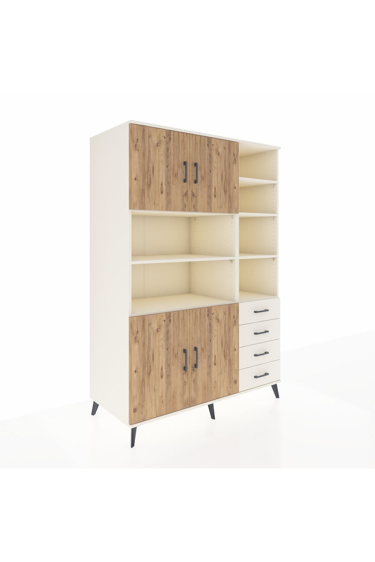 Kronos Dolap 9 Raflı 4 Çekmeceli 4 Kapaklı 132x59x195 Aytaşı-Çam/Aytaşı