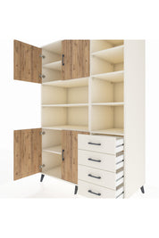 Kronos Dolap 9 Raflı 4 Çekmeceli 4 Kapaklı 132x59x195 Aytaşı-Çam/Aytaşı