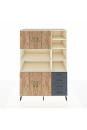 Kronos Dolap 9 Raflı 4 Çekmeceli 4 Kapaklı 132x59x195 Aytaşı-Çam/Antrasit