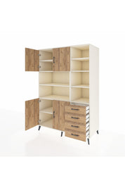 Kronos Dolap 9 Raflı 4 Çekmeceli 4 Kapaklı 132x59x195 Aytaşı-Çam/Çam