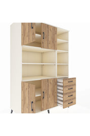 Kronos Dolap 9 Raflı 4 Çekmeceli 4 Kapaklı 132x59x195 Aytaşı-Çam/Çam