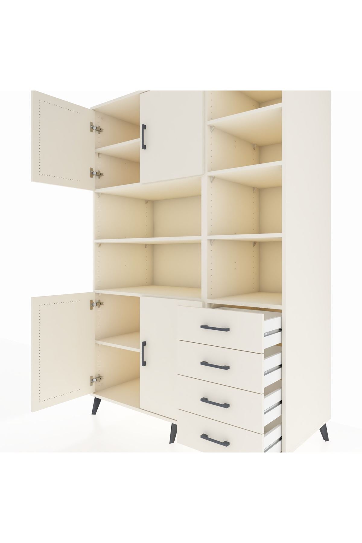 Kronos Dolap 9 Raflı 4 Çekmeceli 4 Kapaklı 132x59x195 Aytaşı-Aytaşı/Aytaşı